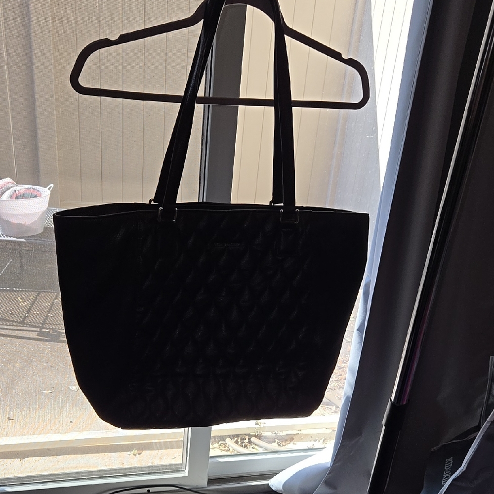 Elegant Black Quilted Tote Bag